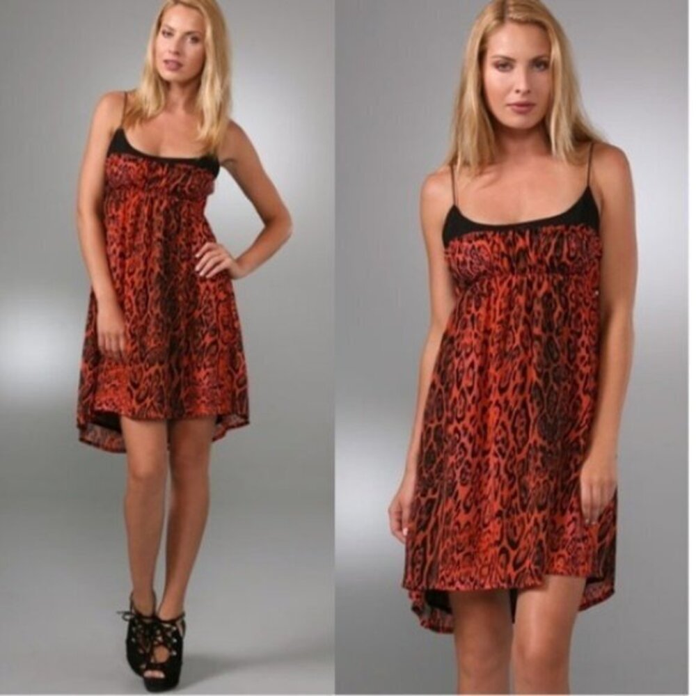 Patterson J Kincaid Adri Leopard Babydoll Dress